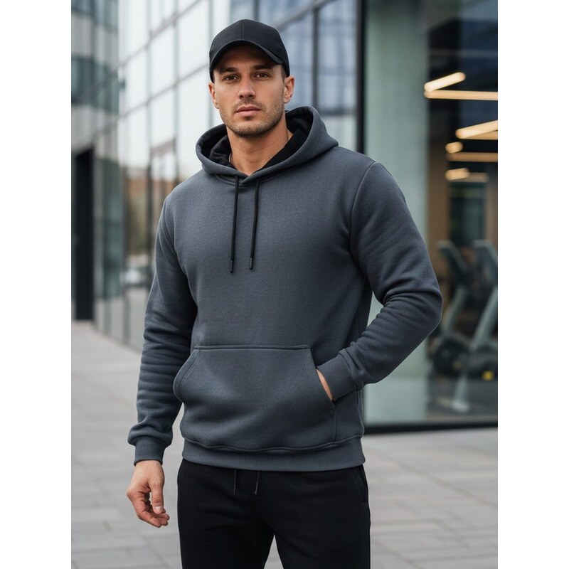 Dstreet Basic pánska grafitová mikina s kapucňou 62610361