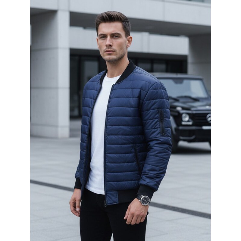 Dstreet Prešívaná pánska bomber bunda v modrej farbe 63286822