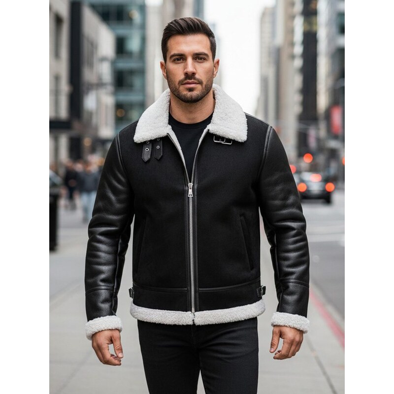 Dstreet Pánska teplá bunda na zimu s podšívkou z ovčej vlny 66410104