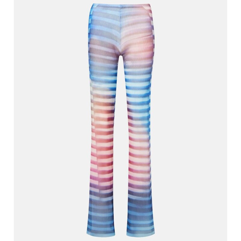 Jean Paul Gaultier Printed striped mesh flared pants 68024943