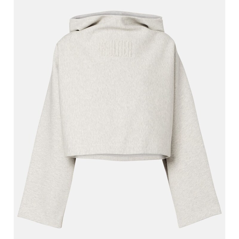 Jean Paul Gaultier Cropped embossed logo cotton hoodie 68410272