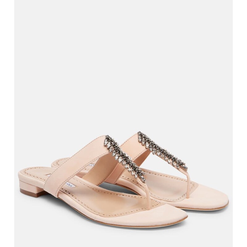 Manolo Blahnik Bizaba embellished suede thong sandals 67943028