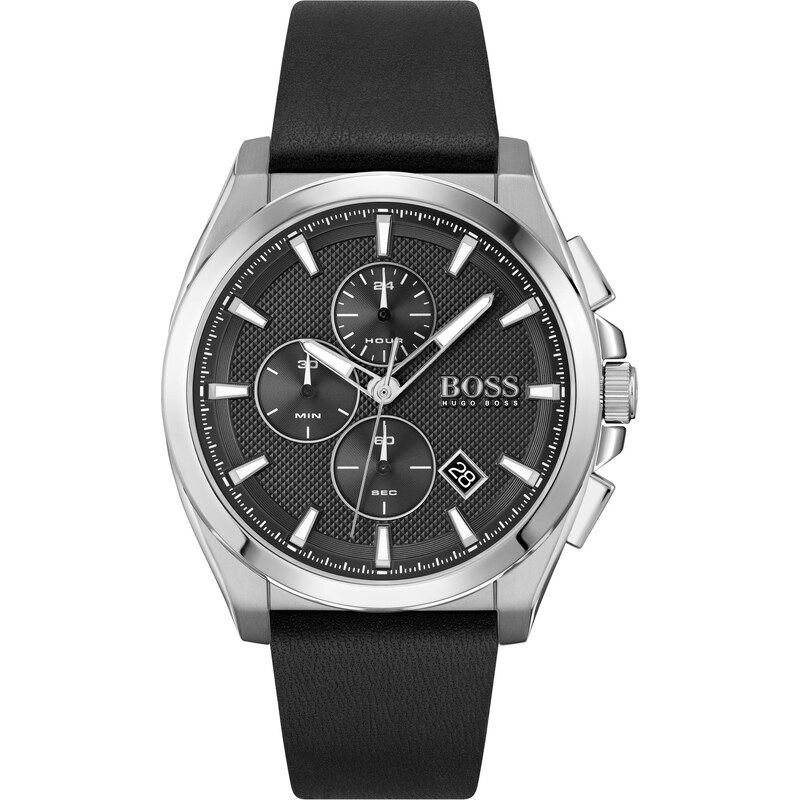 Robustné Pánske Hodinky HUGO BOSS 1513881 (46 mm) – šedé puzdro čierny 67634562