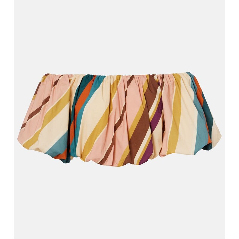 Adriana Degreas Striped off-shoulder cotton-blend crop top 68122447