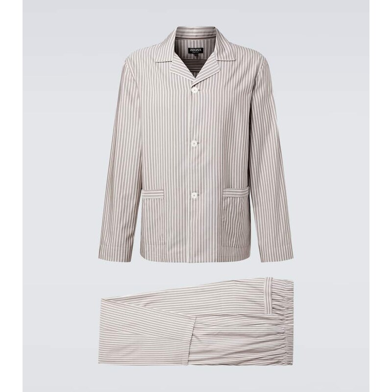 Zegna Striped silk, cotton, and cashmere pajamas 68066219