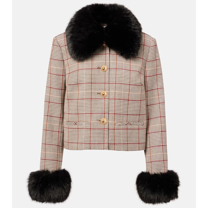 Self-Portrait Checked cropped jacket 68202588