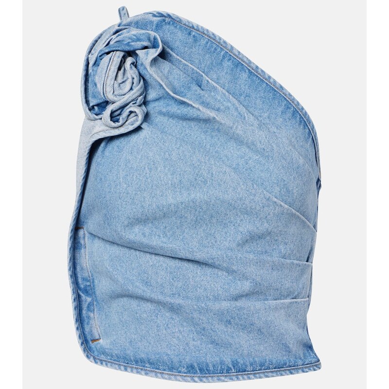 Magda Butrym Draped one-shoulder denim top 68176446