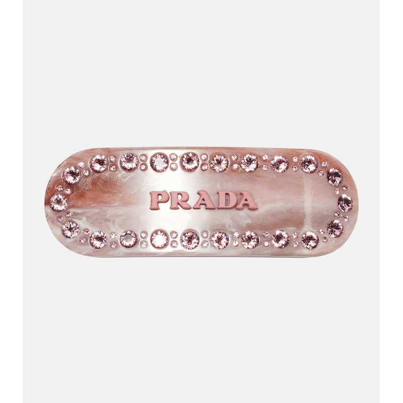 Prada Logo crystal-embellished barrette 68237367