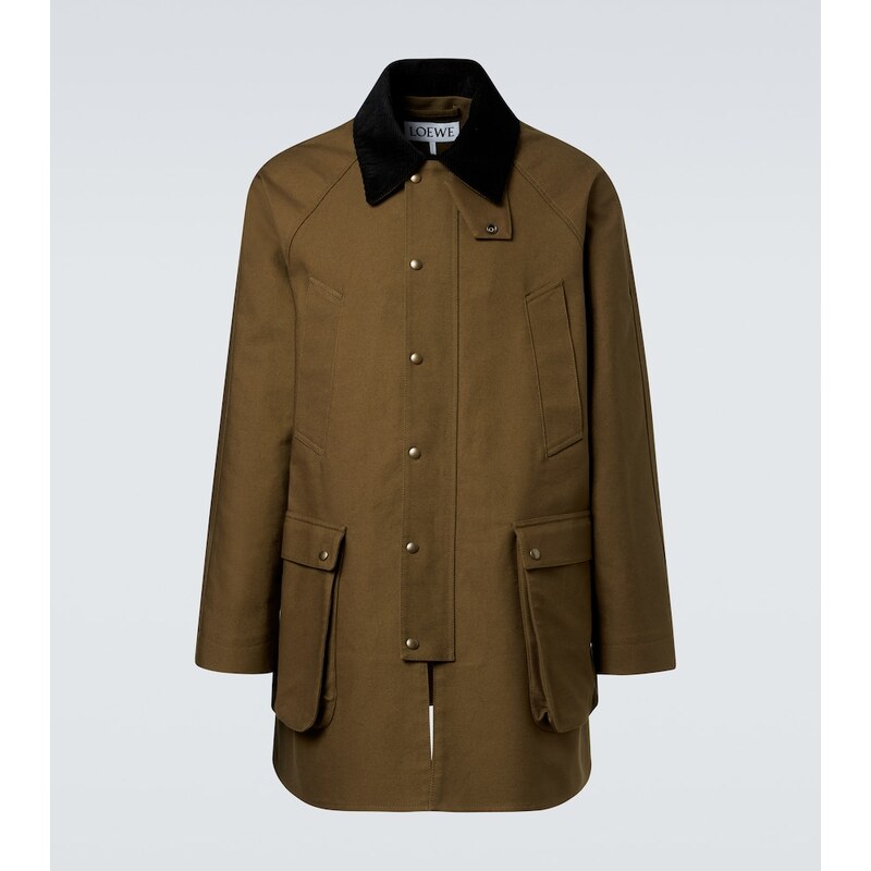 Loewe Corduroy-trimmed cotton drill coat 68283534