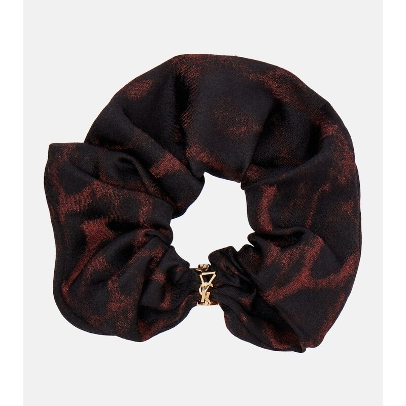 Saint Laurent Printed silk and cashmere scrunchie 68181511