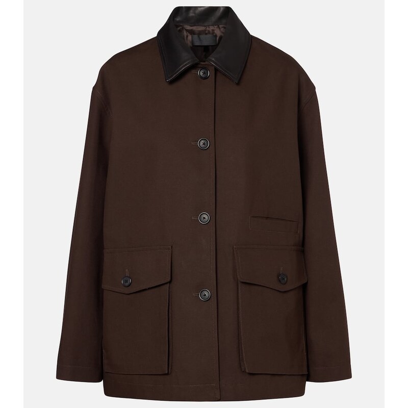 Nili Lotan Leather-trimmed cotton jacket 67995464