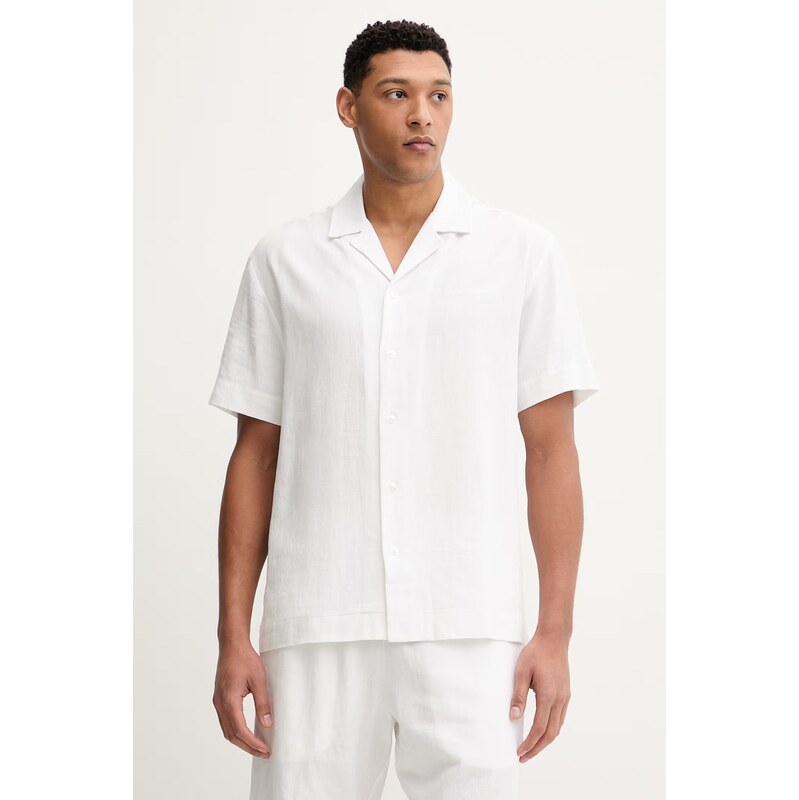 Košeľa s prímesou ľanu Emporio Armani Underwear 67602528