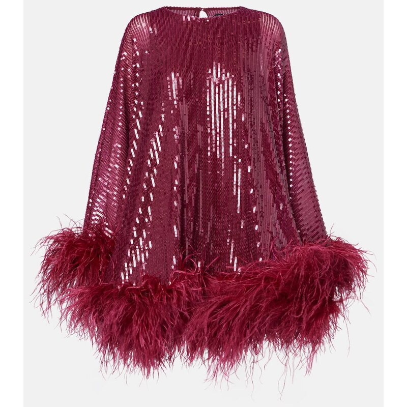 Taller Marmo Vegas sequined feather-trimmed chiffon kaftan 68122839