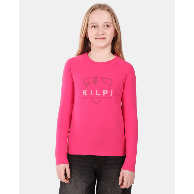 Dievčenské bavlnené tričko s dlhým rukávom Kilpi VERATI-JG ružová 67604913