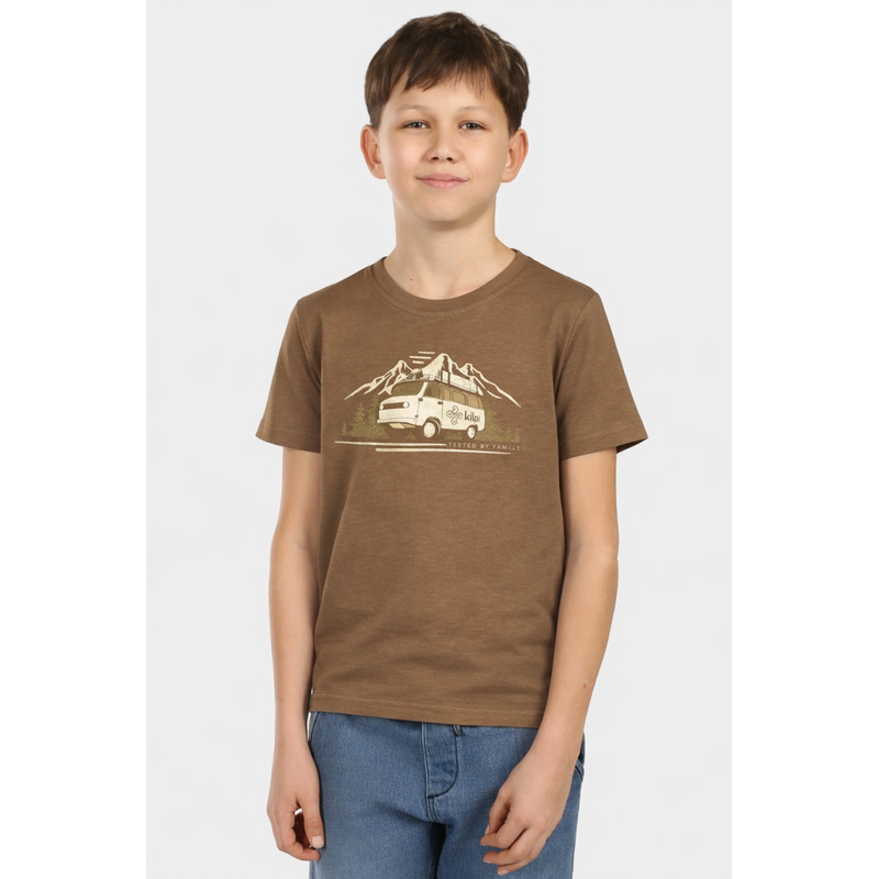 Chlapčenské bavlnené tričko Kilpi ALBION-JB hnedá 67604914