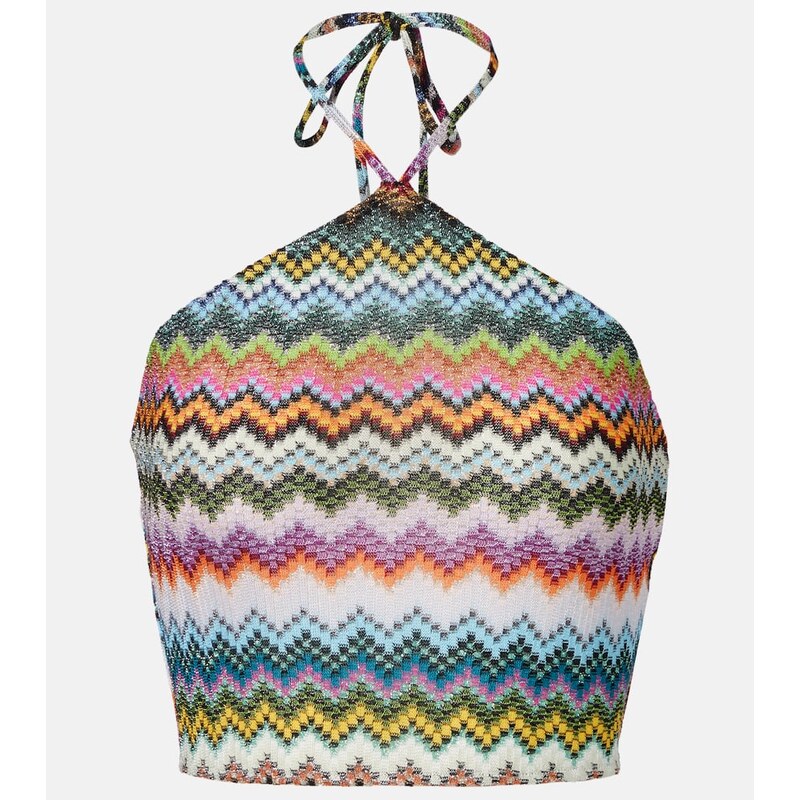 Missoni Zigzag halterneck lamÃ crop top 67975498