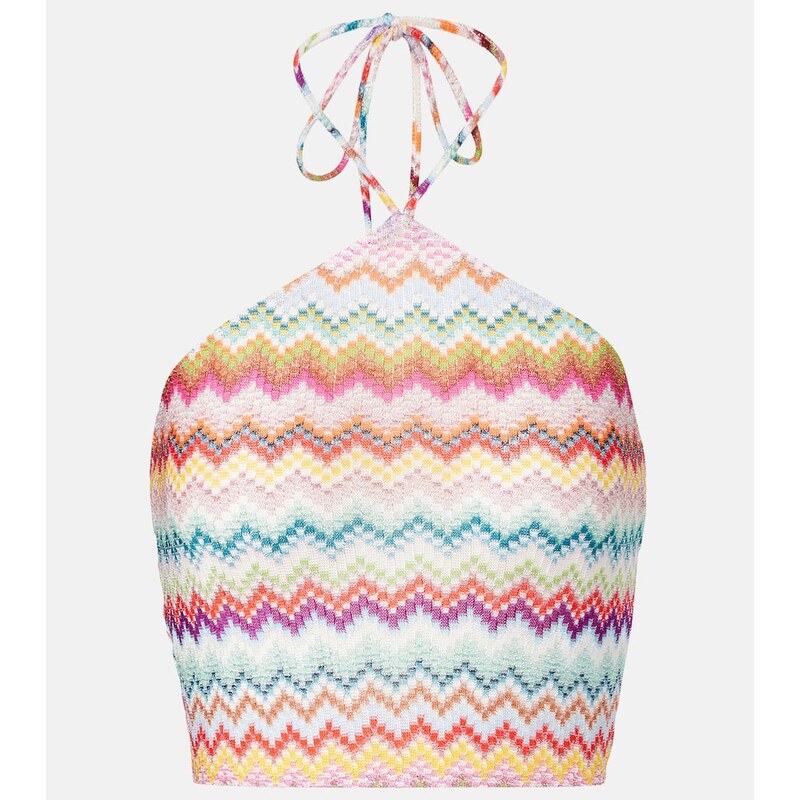Missoni Zigzag halterneck lamÃ crop top 68040492