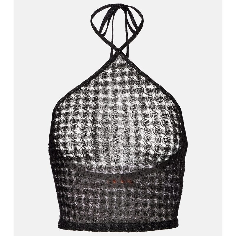 Missoni Open-knit halterneck lamÃ crop top 68108092