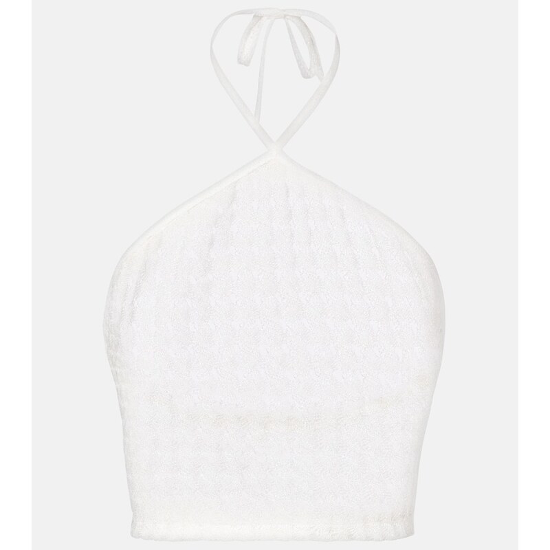 Missoni Open-knit halterneck lamÃ crop top 68016410