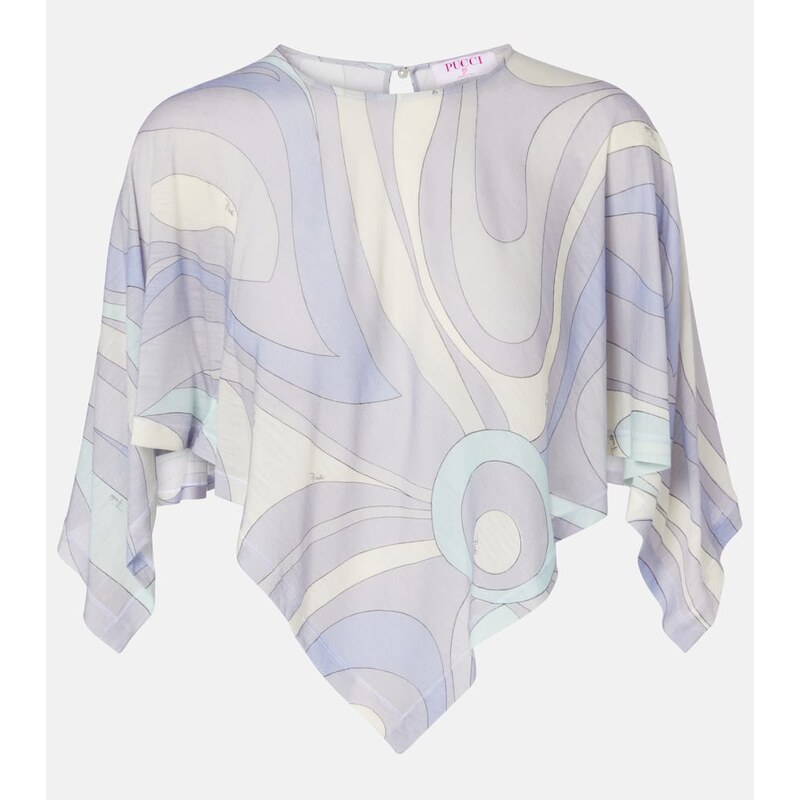 Pucci Orchidee asymmetric wool-blend crop top 68258646