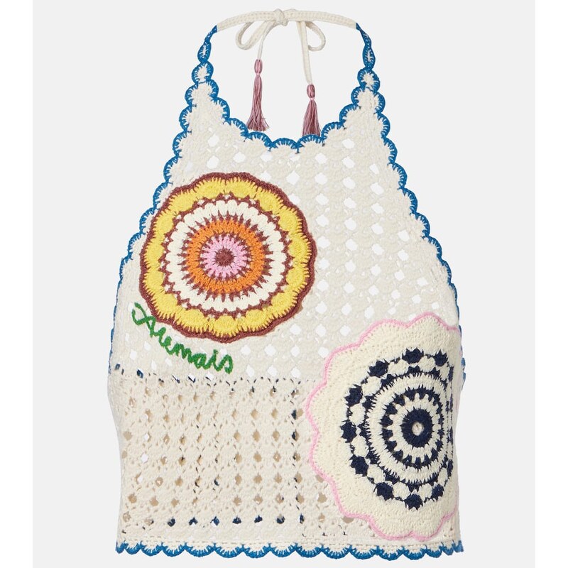 Alemais AlÃmais Elma crochet embroidered cotton crop top 68006297