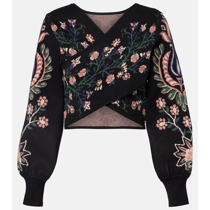 Farm Rio Marvelous Garden knitted wrap top 68016517