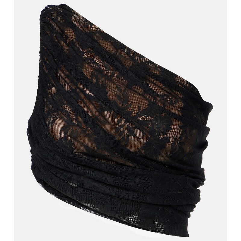 Norma Kamali Diana asymmetric lace draped top 68321668