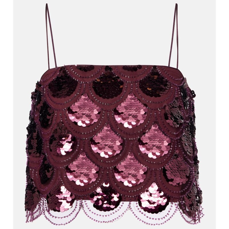 Rotate Embellished mesh crop top 68016557