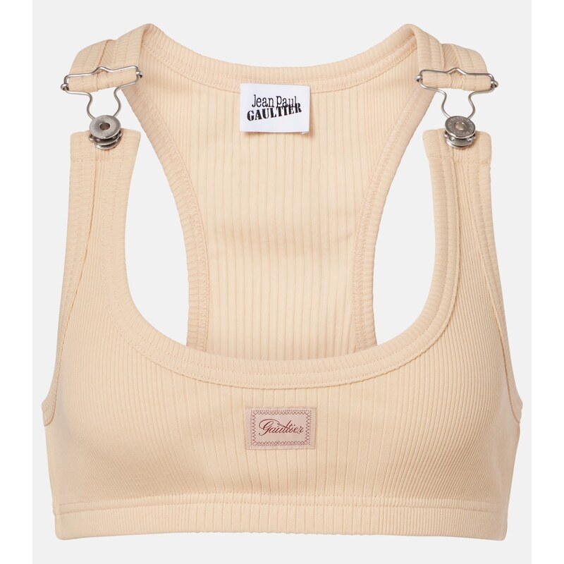 Jean Paul Gaultier Ribbed-knit cotton bra top 68006374