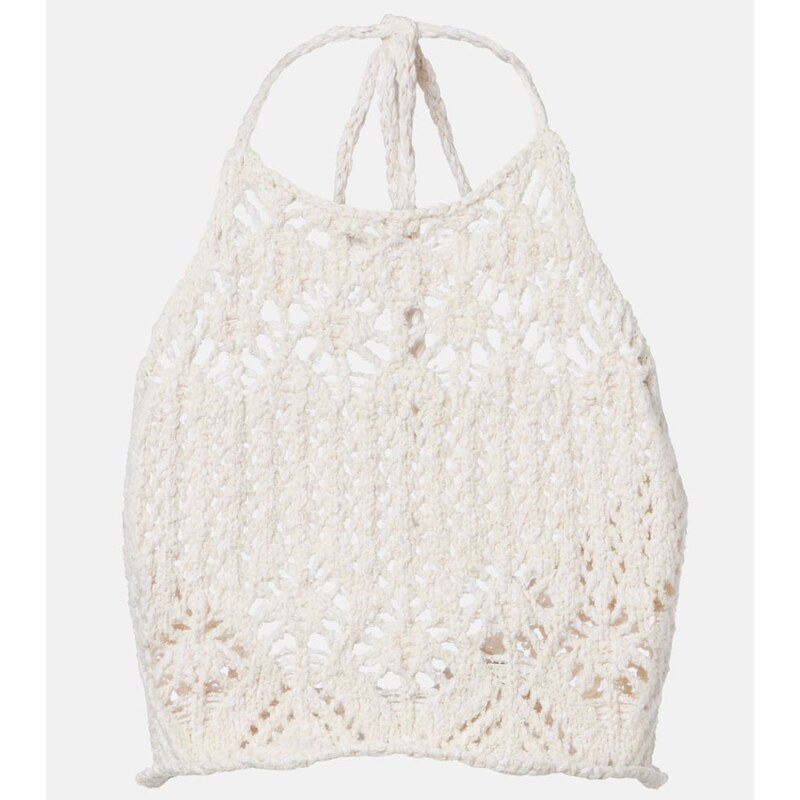 Alanui Lagoon Romance cotton-blend crochet crop top 68097221