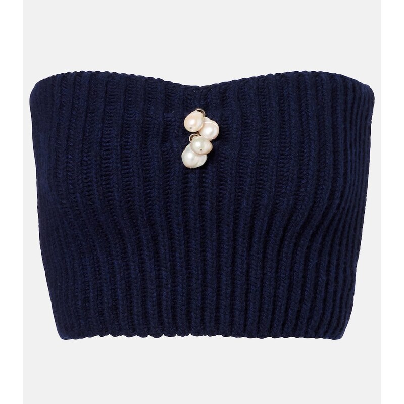 Prada Embellished wool and cashmere crop top 68035529