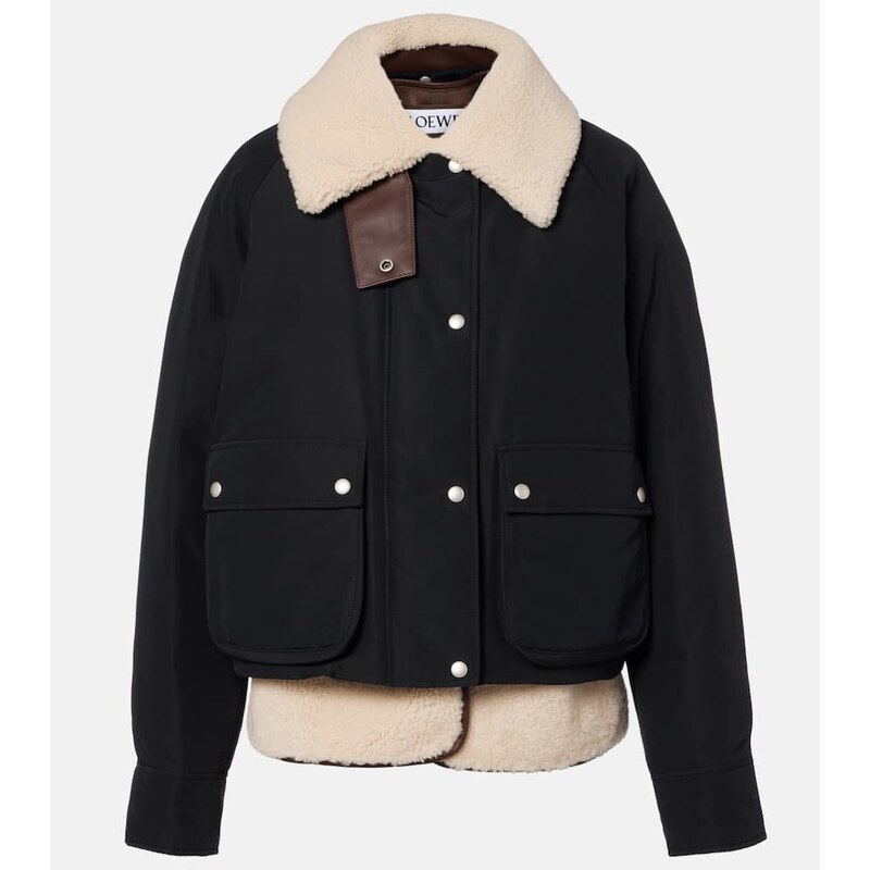 Loewe Shearling-trimmed cotton-blend jacket 68290903