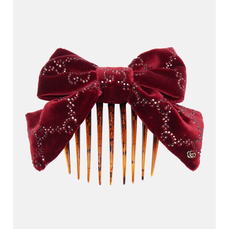 Gucci GG embellished cotton velvet hair comb 68277929