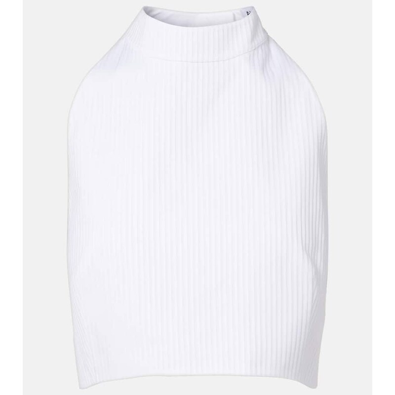 Alaia AlaÃ¯a Ribbed halterneck cotton top 68145388