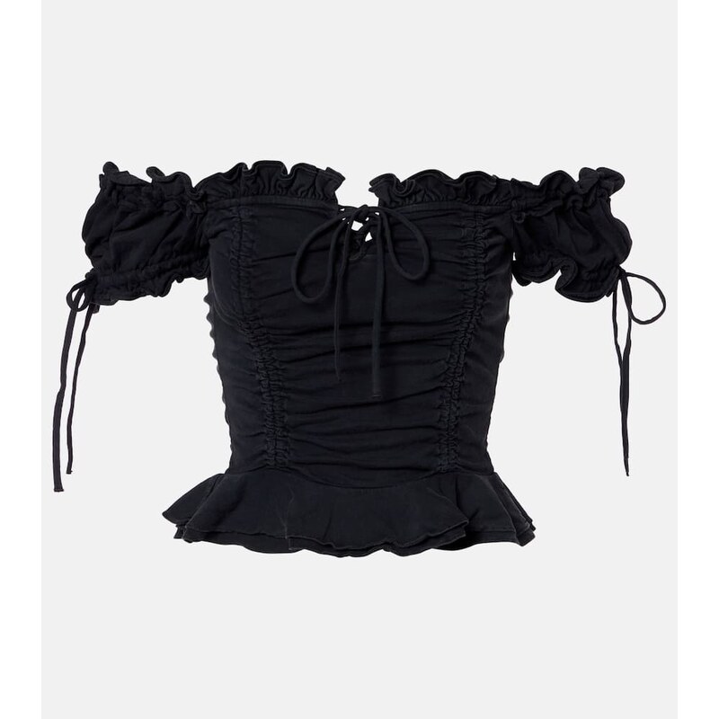 Balenciaga Gathered cotton crop top 68522621