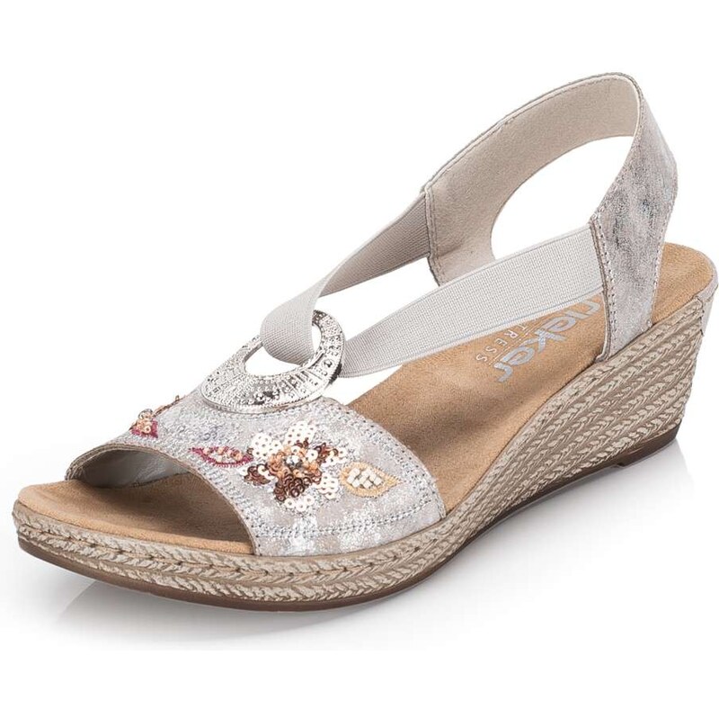 Dámske sandále RIEKER 62466-90 strieborná S6 67603940