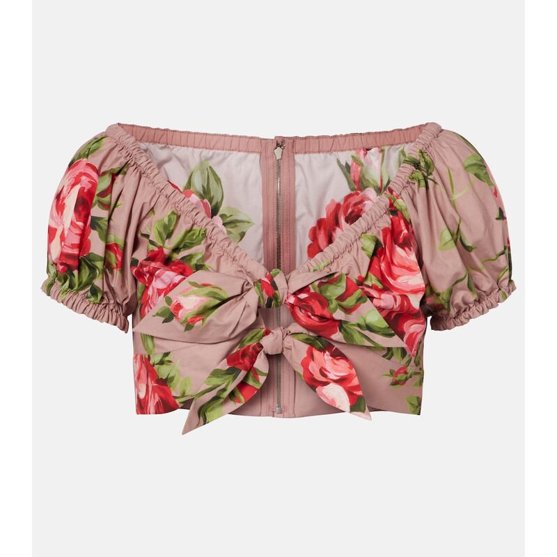 Dolce&Gabbana Floral bow-detail cotton crop top 67955494