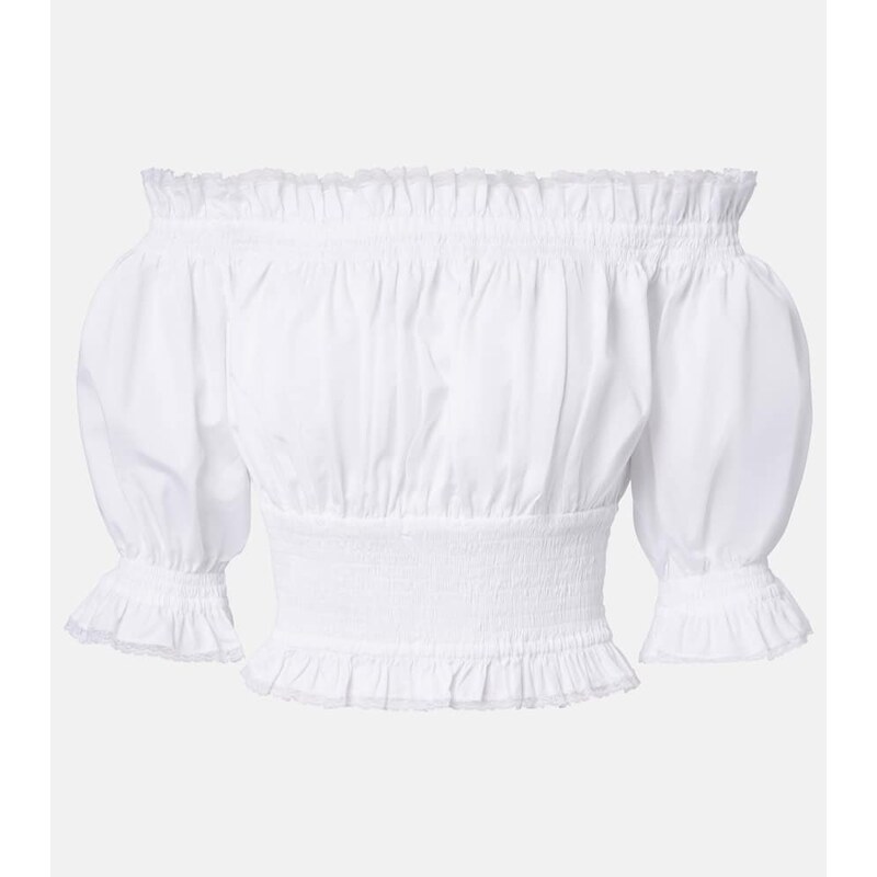 Dolce&Gabbana Off-shoulder cotton-blend poplin crop top 67955497
