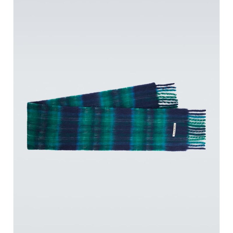 Acne Studios Fringed plaid mohair-blend scarf 67965833