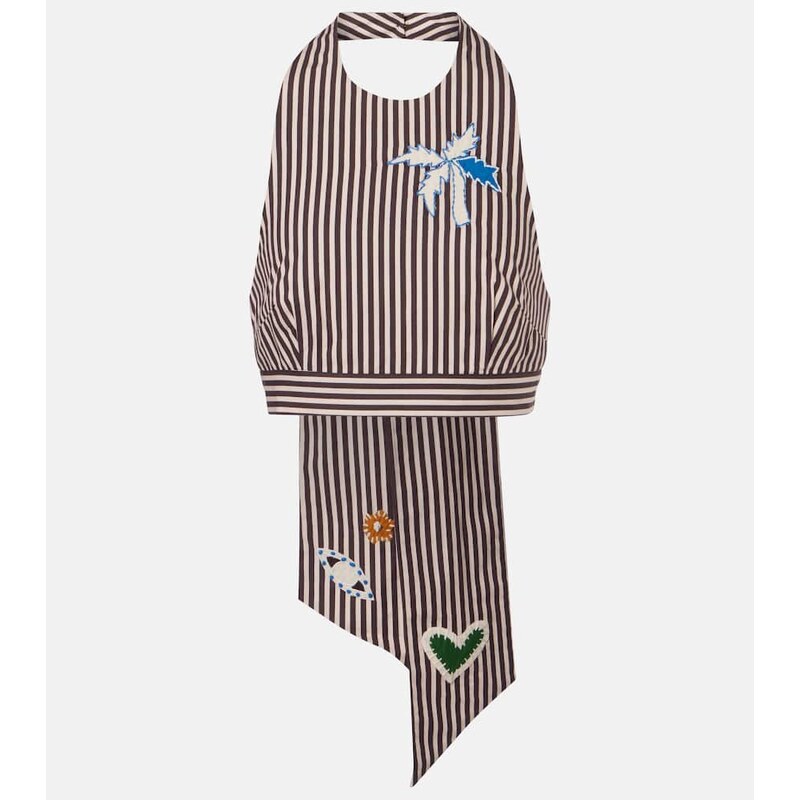 Alemais AlÃmais Sirocco embroidered striped cotton crop top 68200822
