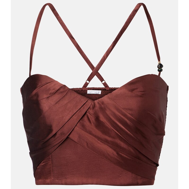 Poupette St Barth Palmire satin crop top 68277967