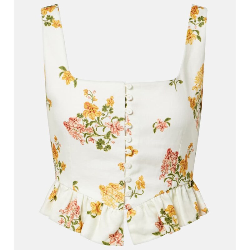 Agua by Agua Bendita EslabÃ³n Cordillera floral linen top 67945511