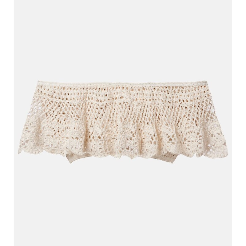 Anna Kosturova Filigree crochet off-shoulder cotton crop top 67955709