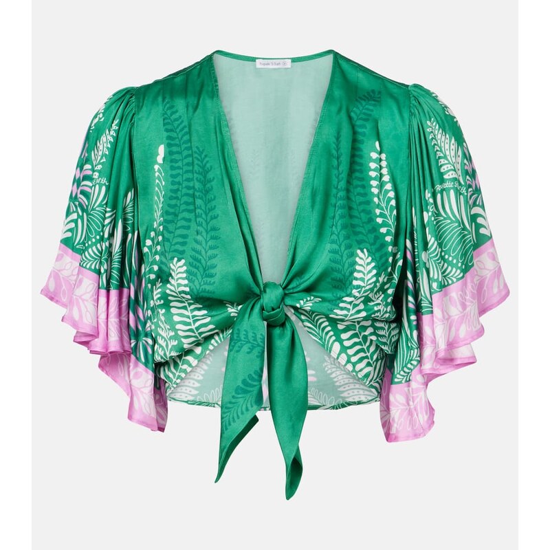 Poupette St Barth Rose satin crop top 67955725