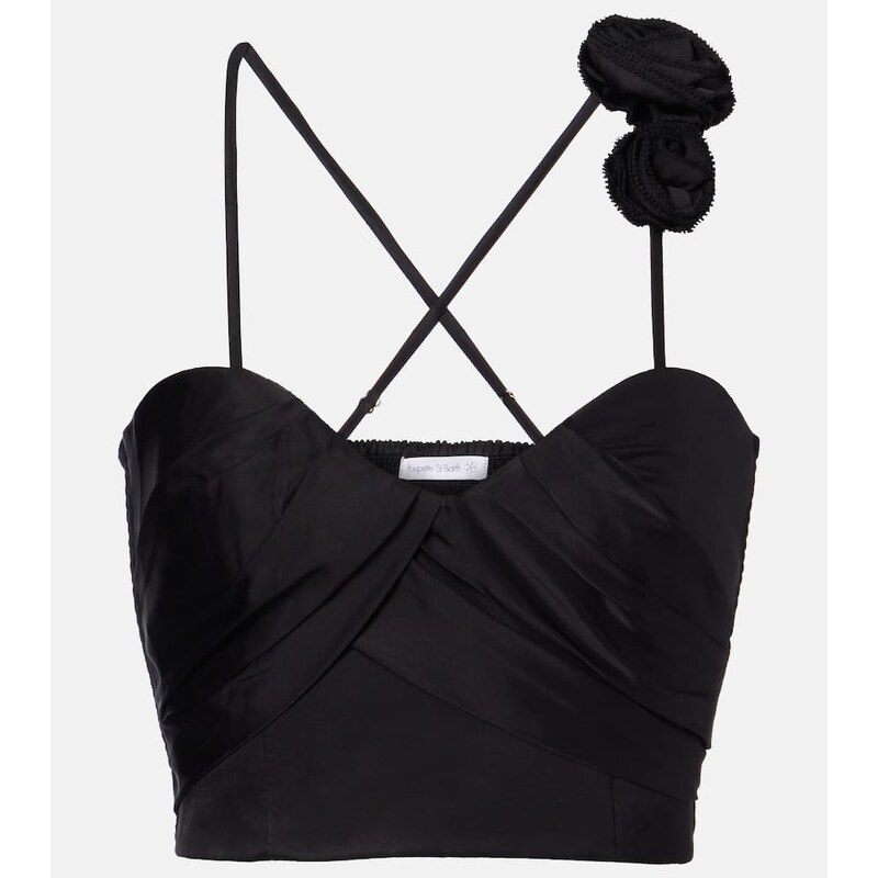 Poupette St Barth Palmire floral-appliquÃ crop top 67976267