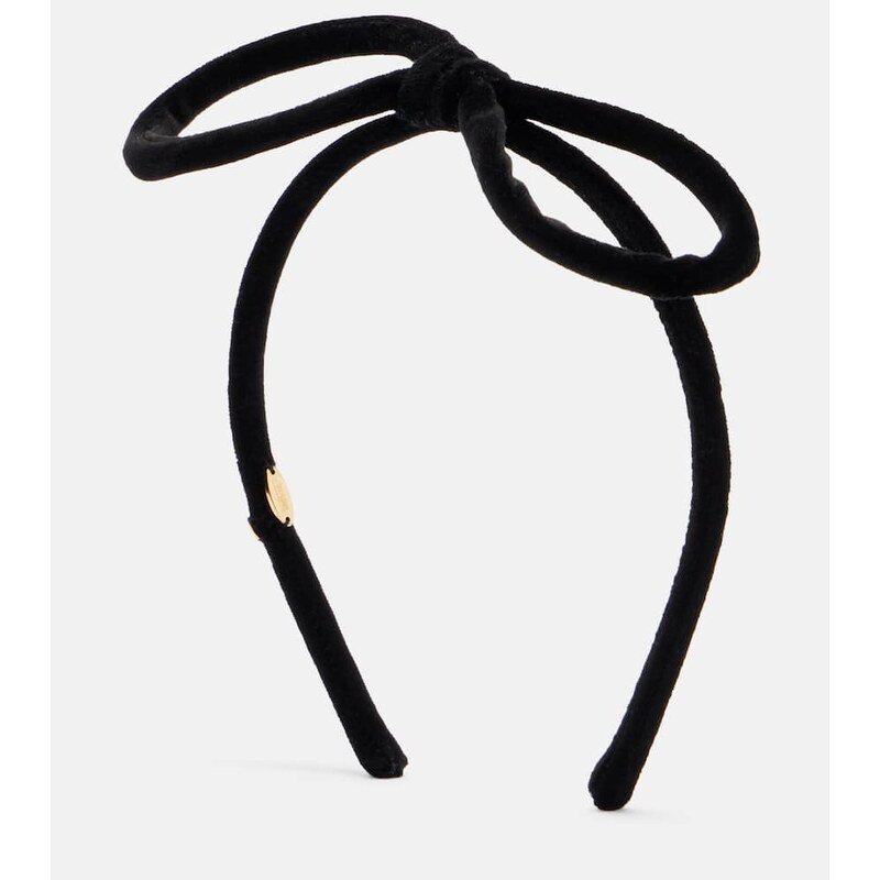 Valentino VLogo bow-detail cotton velvet headband 68154137
