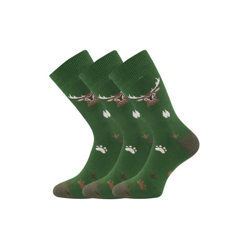 3PACK ponožky VoXX poľovnické s jeleňom zelené (Lovix 01) 67604487
