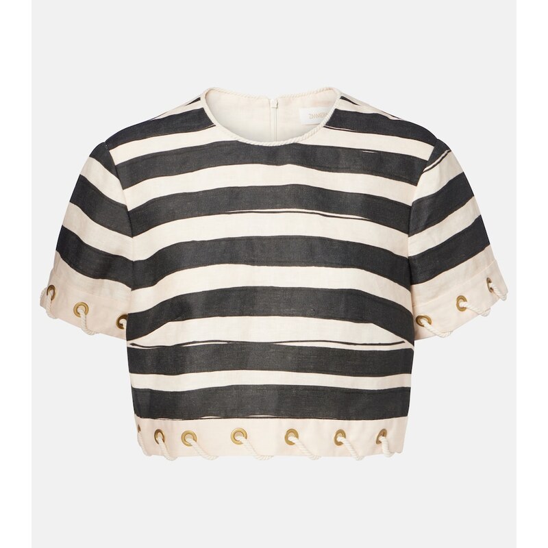Zimmermann Rebellion striped linen crop top 68027600