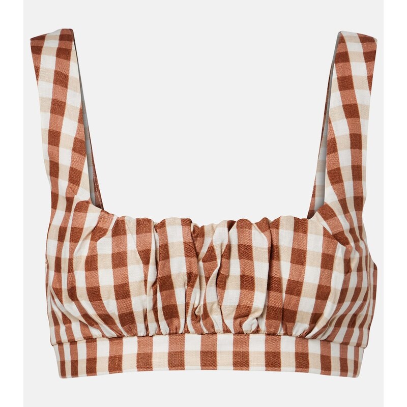 Faithfull Ida gingham linen crop top 68007181
