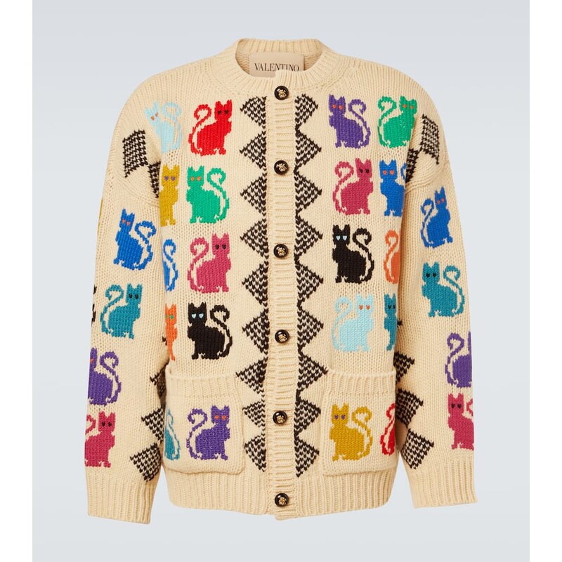 Valentino Jacquard virgin wool cardigan 68123164